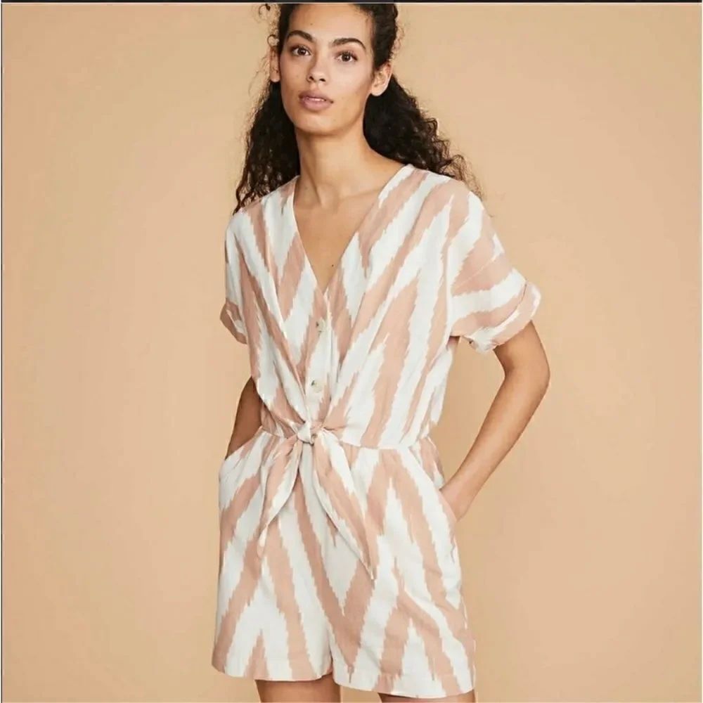 NWT Lou & Grey for LOFT Chevron Faux Wrap Romper